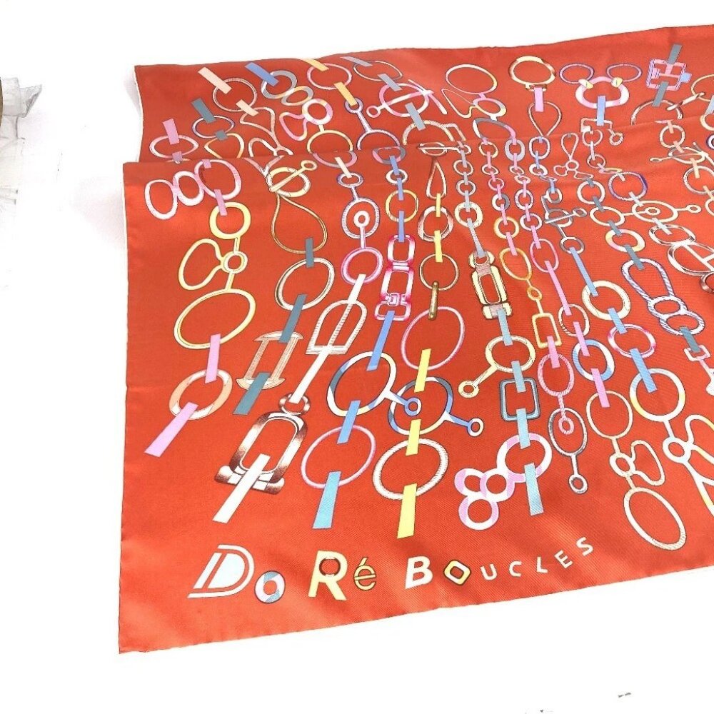 HERMES Carre90 Carre 90 DO RE BOUCLES Scarf silk Orange Unused - Picture 6 of 12